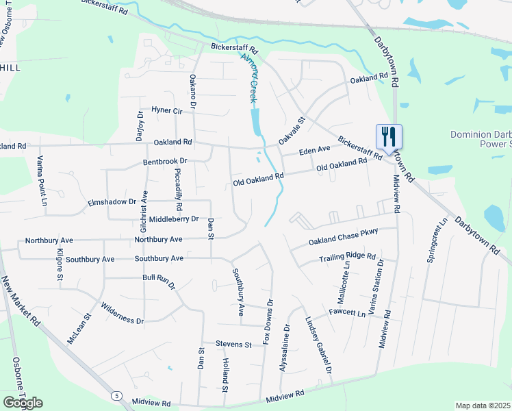 map of restaurants, bars, coffee shops, grocery stores, and more near 6725 Northbury Court in Henrico