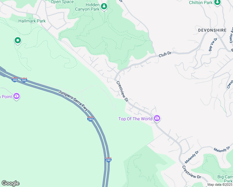 map of restaurants, bars, coffee shops, grocery stores, and more near 24 Chicory Lane in San Carlos