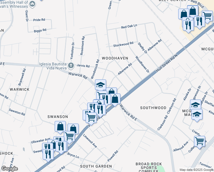 map of restaurants, bars, coffee shops, grocery stores, and more near 5132 Alberene Road in Richmond