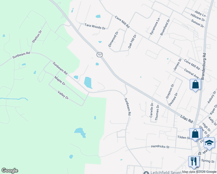 map of restaurants, bars, coffee shops, grocery stores, and more near 1314 Sunbeam Road in Leitchfield