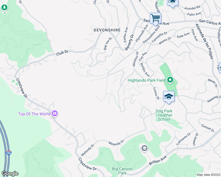 map of restaurants, bars, coffee shops, grocery stores, and more near 289 Kings Court in San Carlos