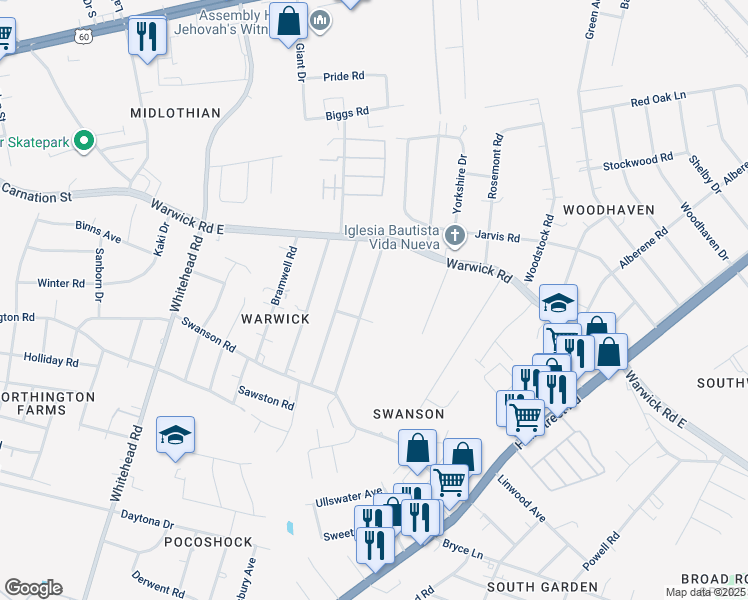 map of restaurants, bars, coffee shops, grocery stores, and more near 949 Kingsway Road in Richmond