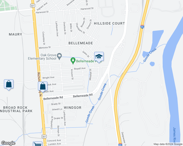 map of restaurants, bars, coffee shops, grocery stores, and more near 2113 Wright Avenue in Richmond