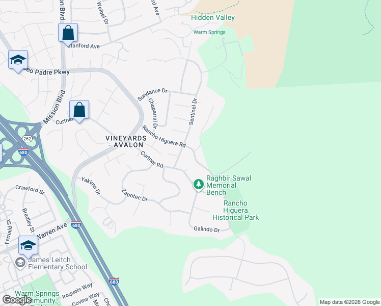 map of restaurants, bars, coffee shops, grocery stores, and more near 46794 Rancho Higuera Road in Fremont