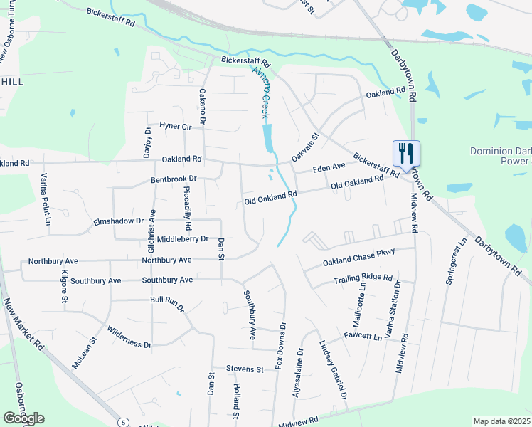 map of restaurants, bars, coffee shops, grocery stores, and more near 6725 Northbury Court in Henrico