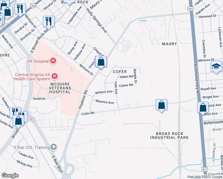 map of restaurants, bars, coffee shops, grocery stores, and more near 3108 Kenyon Avenue in Richmond