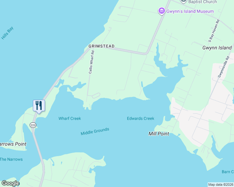 map of restaurants, bars, coffee shops, grocery stores, and more near 383 Risby Town Road in Gwynn