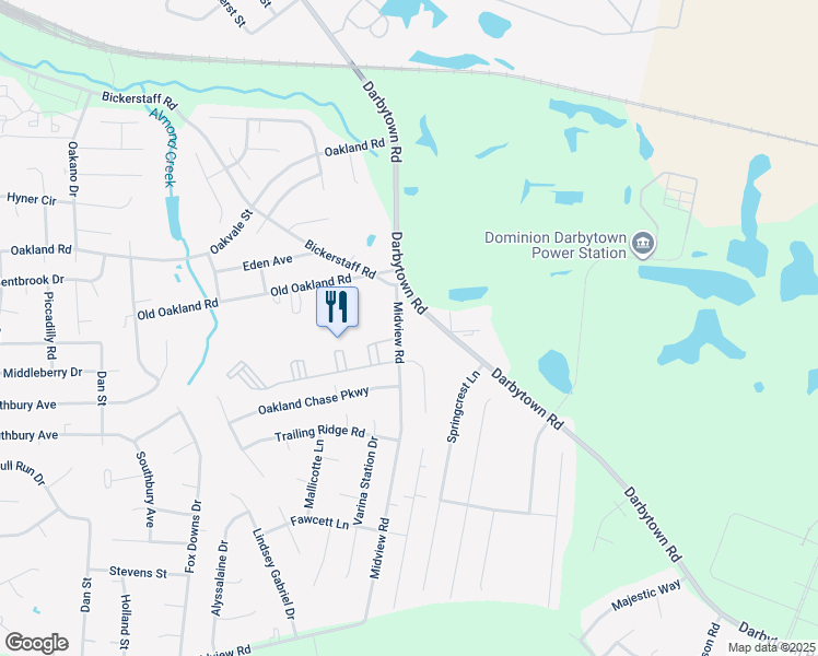 map of restaurants, bars, coffee shops, grocery stores, and more near 6215 North Midview Road in Richmond