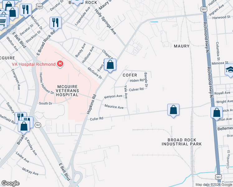 map of restaurants, bars, coffee shops, grocery stores, and more near 3109 Lost Lane in Richmond