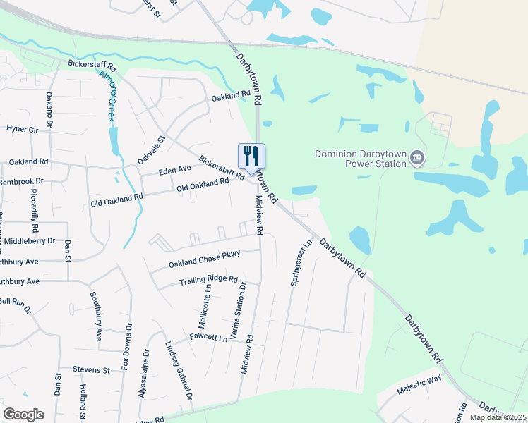 map of restaurants, bars, coffee shops, grocery stores, and more near 6215 North Midview Road in Richmond