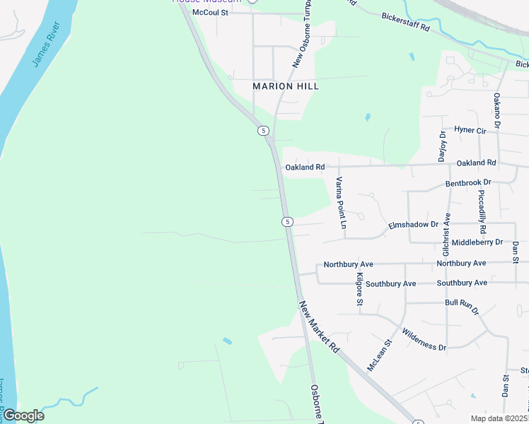 map of restaurants, bars, coffee shops, grocery stores, and more near 6210 Osborne Turnpike in Richmond