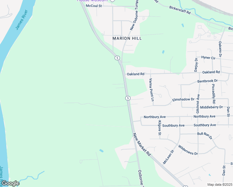 map of restaurants, bars, coffee shops, grocery stores, and more near 6210 Osborne Turnpike in Richmond