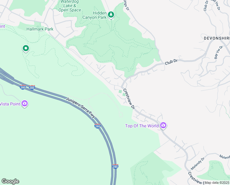 map of restaurants, bars, coffee shops, grocery stores, and more near 12 Pyxie Lane in San Carlos