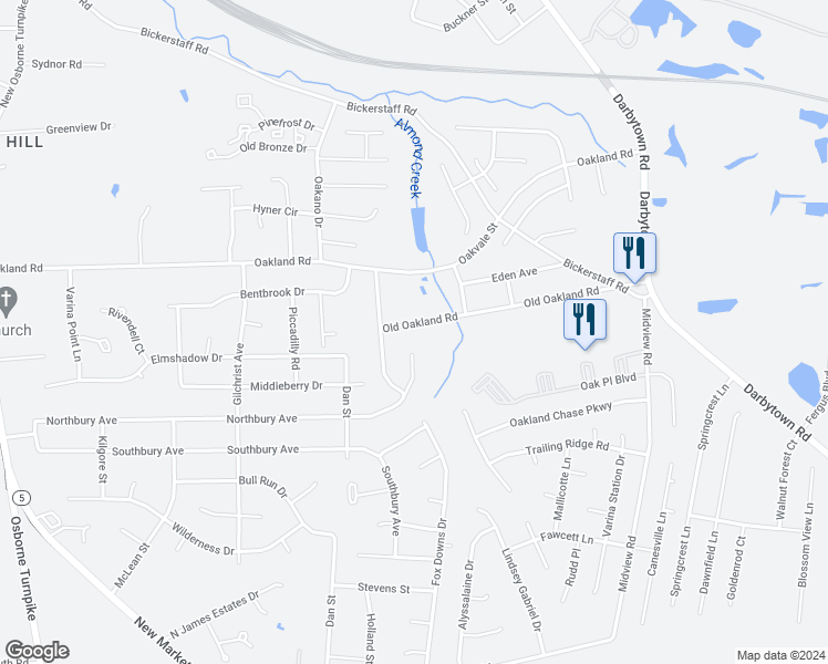 map of restaurants, bars, coffee shops, grocery stores, and more near 1539 Old Oakland Road in Richmond