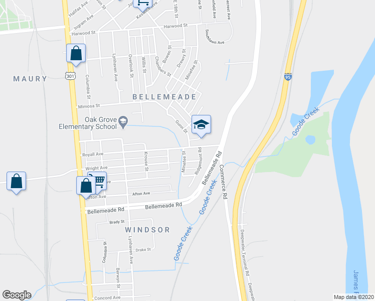 map of restaurants, bars, coffee shops, grocery stores, and more near 2110 Royall Avenue in Richmond
