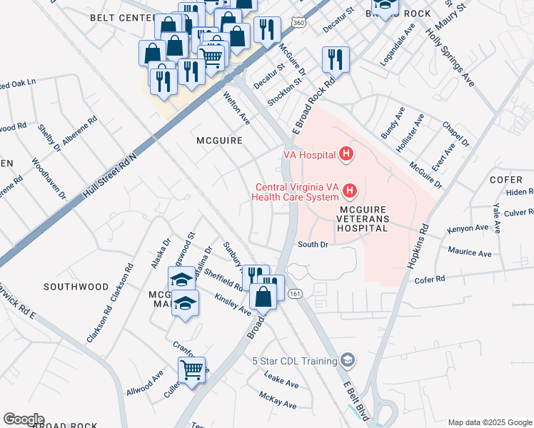 map of restaurants, bars, coffee shops, grocery stores, and more near 1400 Greystone Avenue in Richmond