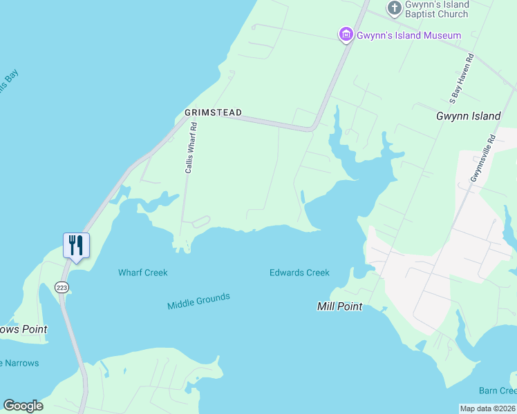 map of restaurants, bars, coffee shops, grocery stores, and more near 383 Risby Town Road in Gwynn