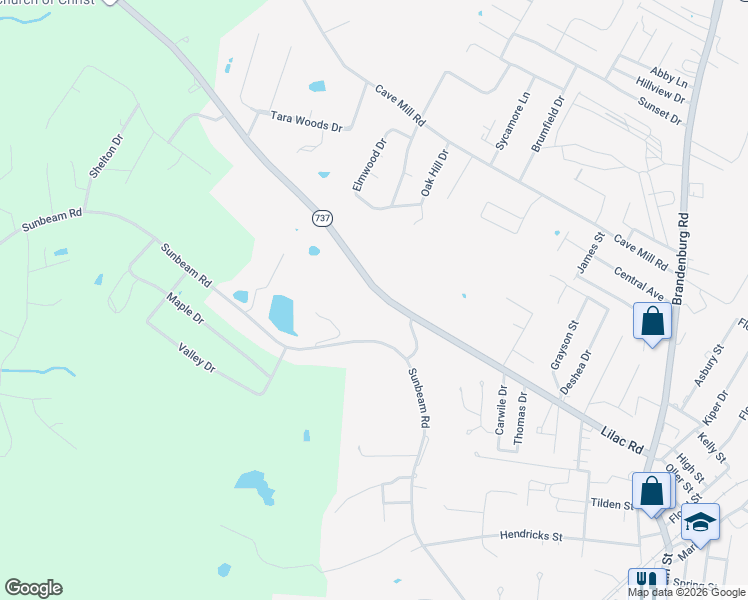 map of restaurants, bars, coffee shops, grocery stores, and more near 1314 Sunbeam Road in Leitchfield