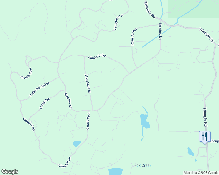 map of restaurants, bars, coffee shops, grocery stores, and more near 5650 Meadow Lane in Mariposa