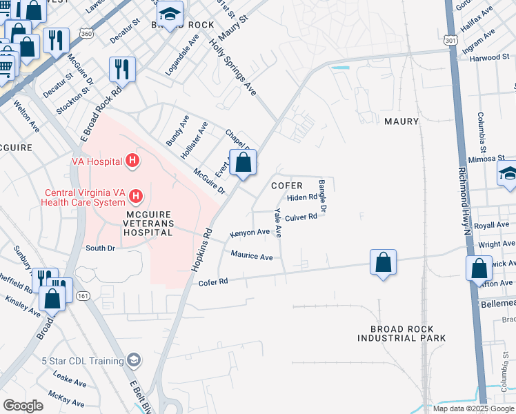 map of restaurants, bars, coffee shops, grocery stores, and more near 3118 Lost Lane in Richmond