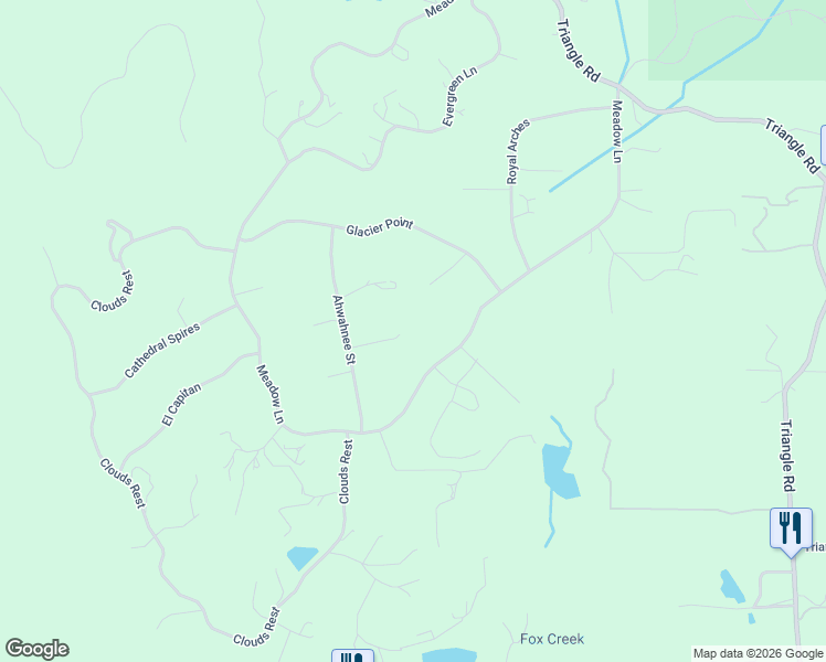 map of restaurants, bars, coffee shops, grocery stores, and more near 5680 Yosemite Fall in Mariposa