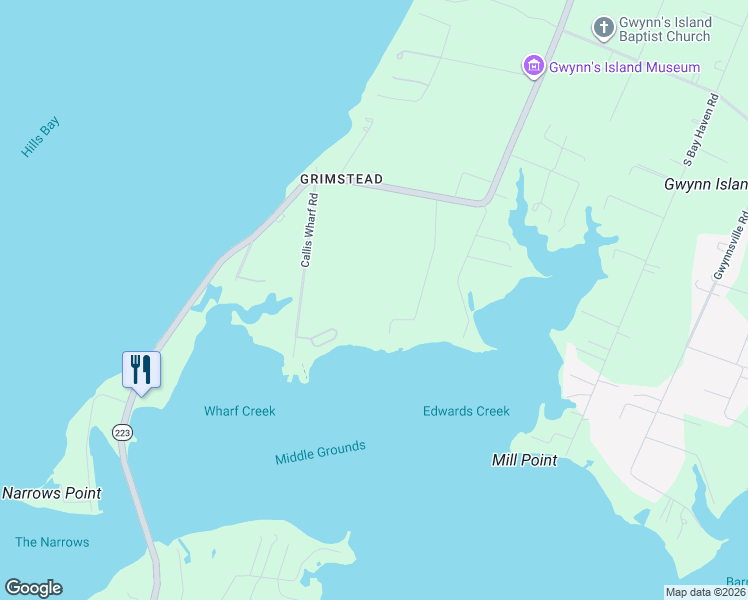 map of restaurants, bars, coffee shops, grocery stores, and more near 113 Captain Hudgins Lane in Gwynn