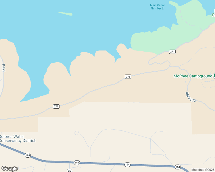 map of restaurants, bars, coffee shops, grocery stores, and more near Forest Service Road 271 in Dolores