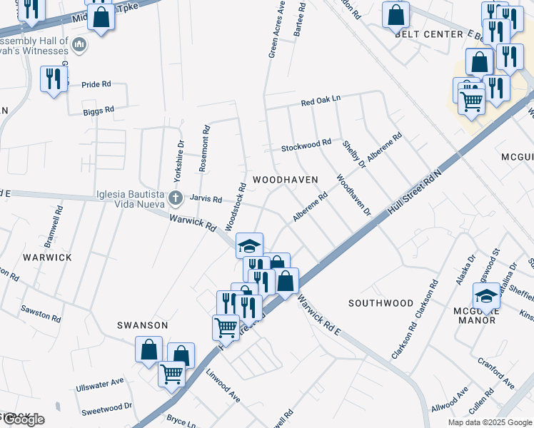 map of restaurants, bars, coffee shops, grocery stores, and more near 5201 Weatherford Road in Richmond