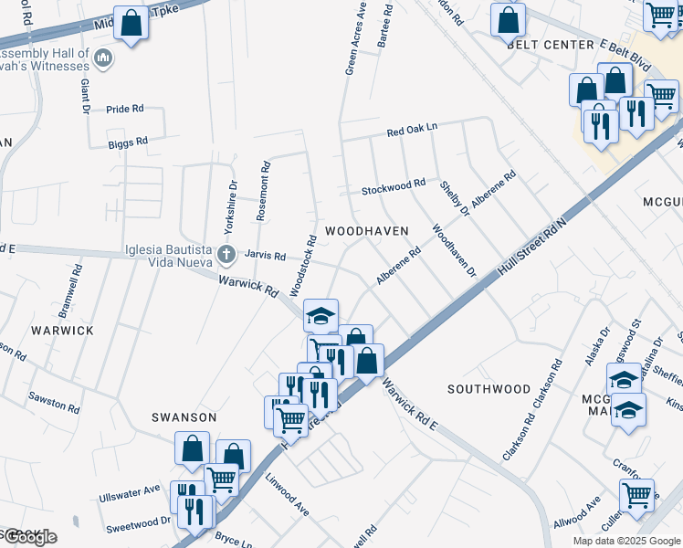 map of restaurants, bars, coffee shops, grocery stores, and more near 5201 Weatherford Road in Richmond