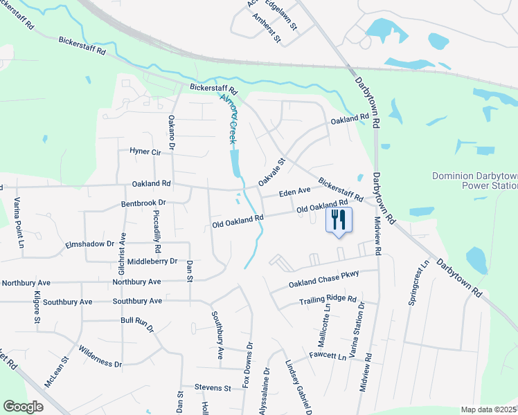 map of restaurants, bars, coffee shops, grocery stores, and more near 6216 Oakvale Street in Richmond