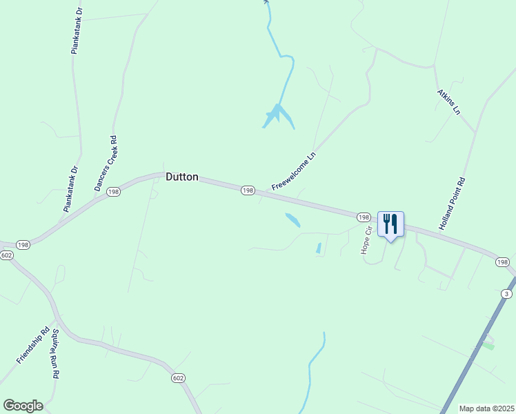 map of restaurants, bars, coffee shops, grocery stores, and more near 9406 Dutton Road in Dutton