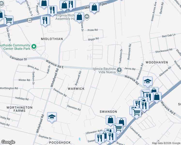 map of restaurants, bars, coffee shops, grocery stores, and more near in Richmond