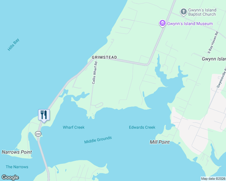 map of restaurants, bars, coffee shops, grocery stores, and more near 113 Captain Hudgins Lane in Gwynn