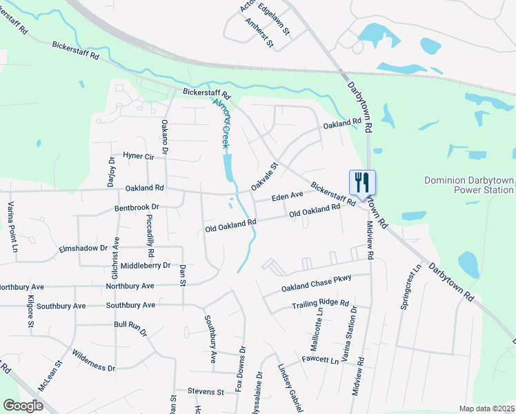 map of restaurants, bars, coffee shops, grocery stores, and more near 1601 Eden Avenue in Richmond