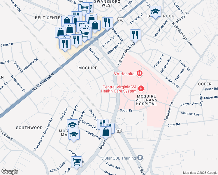 map of restaurants, bars, coffee shops, grocery stores, and more near 1243 Greystone Avenue in Richmond