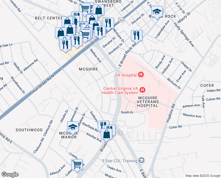 map of restaurants, bars, coffee shops, grocery stores, and more near 1243 Greystone Avenue in Richmond