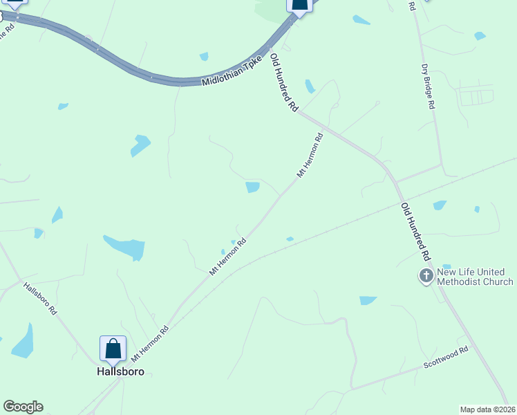 map of restaurants, bars, coffee shops, grocery stores, and more near 516 Mount Hermon Road in Midlothian