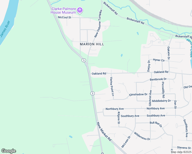 map of restaurants, bars, coffee shops, grocery stores, and more near 1023 Oakland Road in Richmond