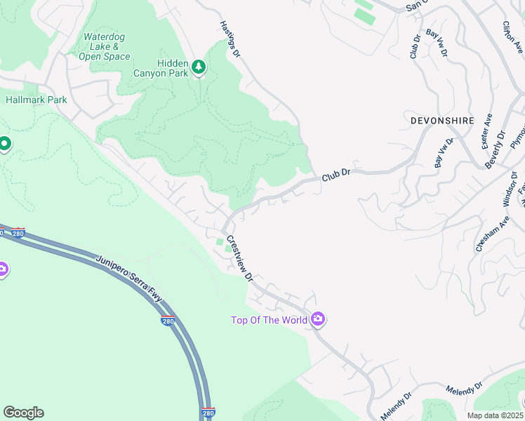 map of restaurants, bars, coffee shops, grocery stores, and more near 9 Mayflower Lane in San Carlos