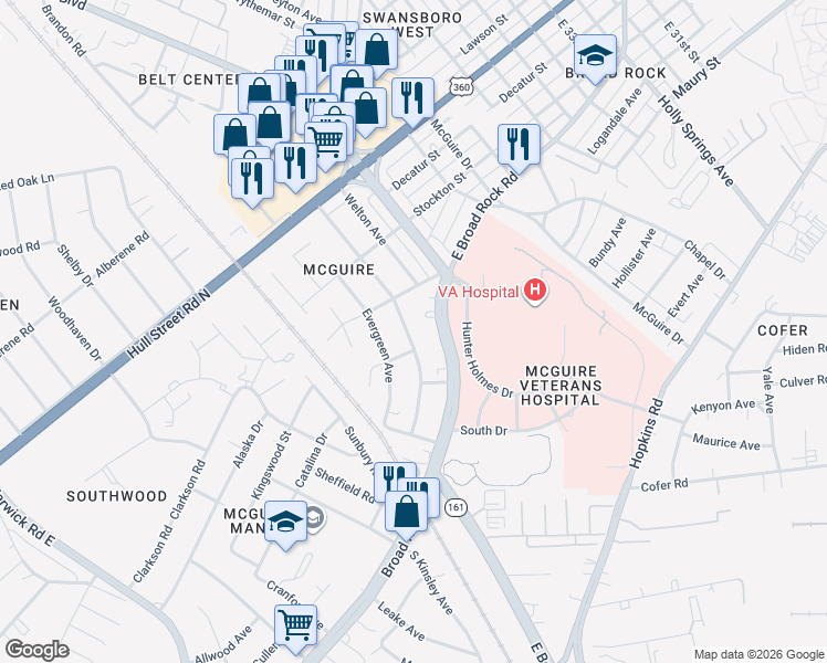 map of restaurants, bars, coffee shops, grocery stores, and more near 1230 Greystone Avenue in Richmond
