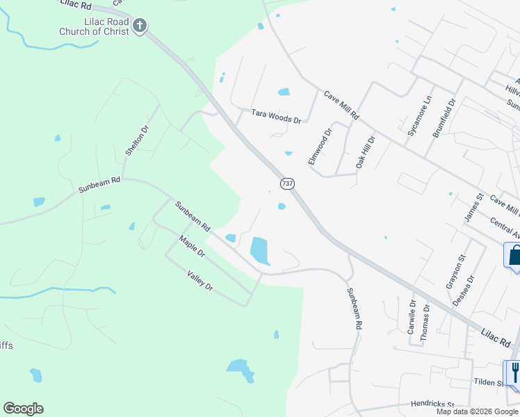 map of restaurants, bars, coffee shops, grocery stores, and more near 199 Twin Oaks Drive in Leitchfield