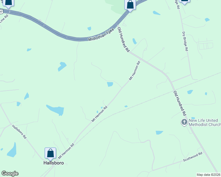 map of restaurants, bars, coffee shops, grocery stores, and more near 516 Mount Hermon Road in Midlothian