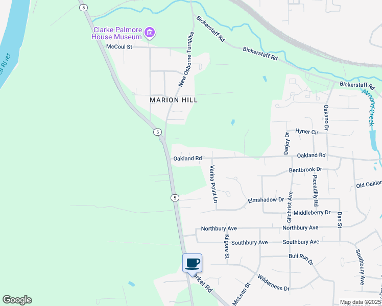 map of restaurants, bars, coffee shops, grocery stores, and more near 1040 Oakland Road in Richmond