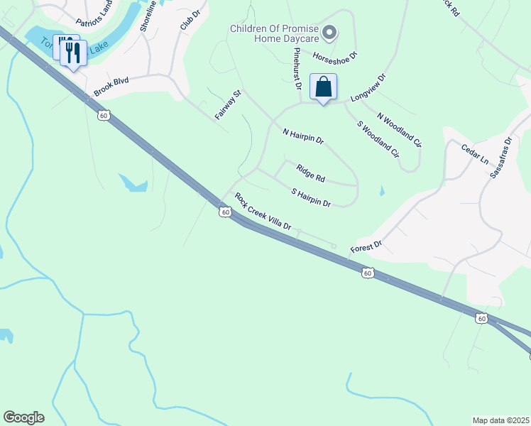 map of restaurants, bars, coffee shops, grocery stores, and more near 3328 Rock Creek Villa Drive in Quinton