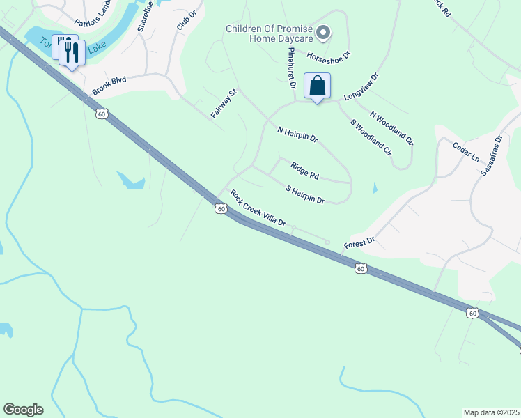 map of restaurants, bars, coffee shops, grocery stores, and more near 3328 Rock Creek Villa Drive in Quinton