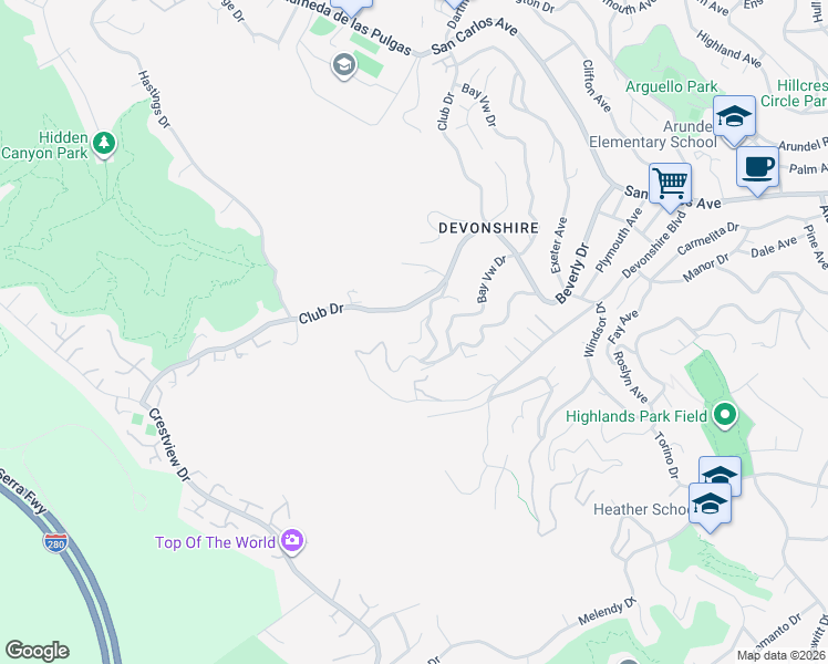map of restaurants, bars, coffee shops, grocery stores, and more near 222 Oakley Avenue in San Carlos