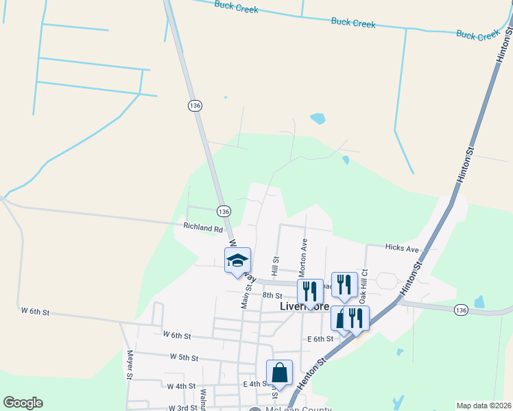 map of restaurants, bars, coffee shops, grocery stores, and more near 975-1009 Sand Hill Rd in Livermore