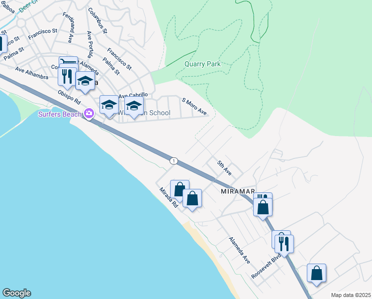 map of restaurants, bars, coffee shops, grocery stores, and more near 321 Magellan Avenue in El Granada