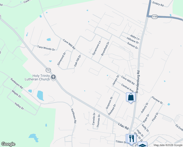 map of restaurants, bars, coffee shops, grocery stores, and more near 80 Cave Mill Court in Leitchfield