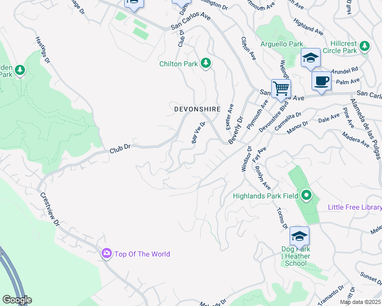 map of restaurants, bars, coffee shops, grocery stores, and more near 150 Dolton Avenue in San Carlos